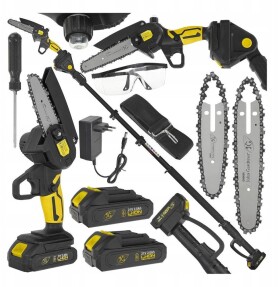 Geko Piła łańcuchowa akumulátorowa 6" w walizce 2x2.0Ah 21V – Sada XXL z wysięgnikiem teleskopowym 1.65-2.50m (10)