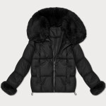 Čierna dámska páperová bunda s kožušinovým golierom S'West (B8257-1) odstíny černé S (36)