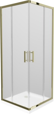MEXEN/S - Rio sprchovací kút štvorec 90x90, dekor, zlatá + biela vanička so sifónom 860-090-090-50-30-4010G