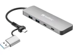 Sandberg rozbočovač strieborná / USB-C/A na 2 x USB-A 2 x USB-C (136-64)