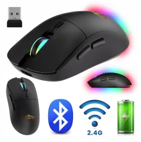 Bezdrôtová myš 2v1 čierna / Myš / tichá / Bluetooth + 2.4 GHz / 3200 DPI / 6 tlačidiel (MT1124)