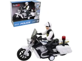 MaDe 18325 Motorka policajná s vodičom, na zotrvačník, so svetlom a zukom na batérie