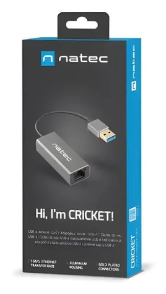 Natec Cricket čierna / Sieťová karta / USB 3.0 / RJ-45 / 10/100/1000 Mbps (NNC-1924)