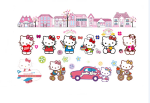 Veselá Stena Samolepka Hello Kitty s domčekmi