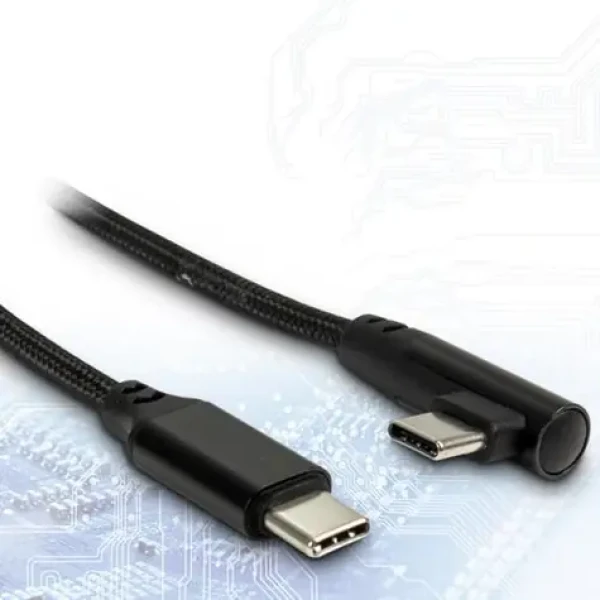 Inter-tech USB-C kábel 90° 1 m čierny / Kábel USB-C (M) - USB-C (M) / PD 60 W (88885581)