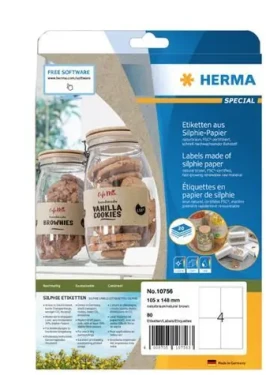 Herma Silphie etikety 105x148mm hnedá / Etikety / permanentná / 80 ks / 20 listov (10756)