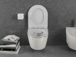 MEXEN - Lena Závesná WC misa vrátane sedátka s slow-slim, duroplast, biela/zlatý vzor 30224009