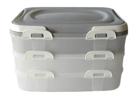 OEM Piknik dóza 3 poschodia / Dóza na potraviny / S uchy / 40 x 30 x 27 cm (282878)