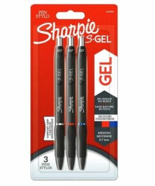 Sharpie S-Gél 0.7 mm 3 ks / Gélové pero / farba náplne: modrá/čierna/červená (2136596)