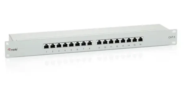 Equip Patchpanel 16xRJ45 Cat6 šedá / Patch panel / FTP / 1U / 250 MHz (326316)