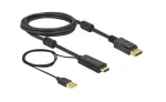 DeLock Kábel HDMI (M) - DisplayPort 1.2 (M) 2m čierna / aktívna / 4K / 30 Hz (85964)