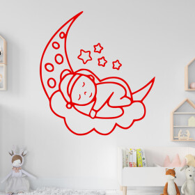 Veselá Stena Samolepka Noc na mesiačiku Farba: červená, Veľkosť: 100 x 108 cm