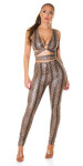 Sexy Koucla faux leather crop top with snake print Einheitsgroesse