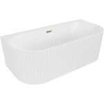 MEXEN/S - Sella voľne stojaca vaňa nástenná reliéf 150 x 75, biela mat, sifón a prepad zlatá 52711507501-50