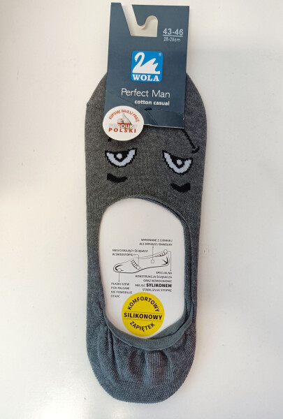 Pánske vzorované ponožky so silikónovým úsmevom W91 sivé - Wola 43/46