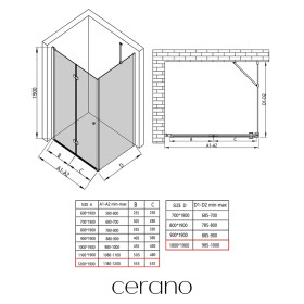 CERANO - Sprchovací kút Volpe L/P - 6 mm - chróm, transparentné sklo - 120x100x190 - zalamovacia CER-669652