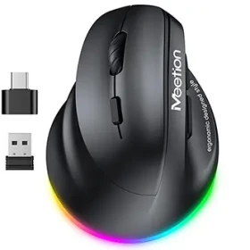 Meetion BTM010L (pre ľavákov) čierna / Vertikálna bezdrôtová myš / 2400 DPI / Bluetooth + 2,4GHz / 6 tlačidiel (BTM010L)