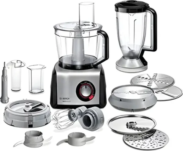 BOSCH MC812M865 čierna / Kuchynský robot / 1250 W / 3.9 L / šľahanie / sekanie / strúhanie / drvenie / krájanie (MC812M865)