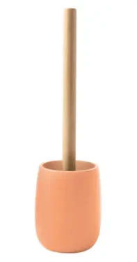 Spirella Sven matná broskyňová / WC kefa / Polyresinová nádoba / Bambusová rukoväť