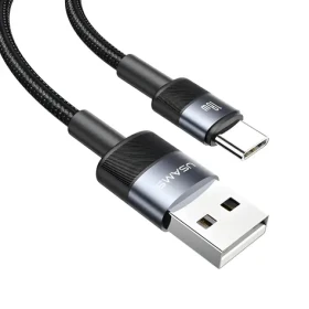 USAMS SJ718 čierna / Kábel / USB-A na USB-C / Rýchlonabíjací, dátový / 1,2 m / 3A (SJ718USBSG01)