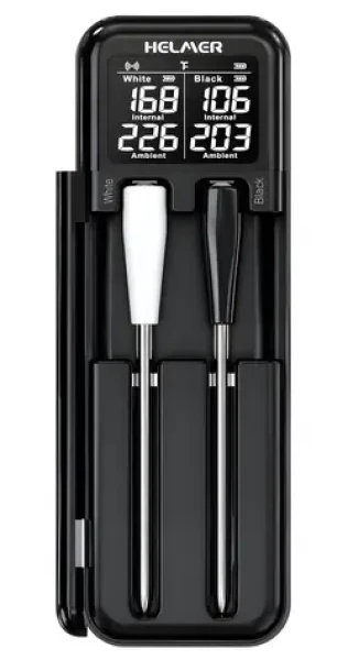 HELMER TM 28 čierna / Kuchynský teplomer / 2 sondy / LCD displej / Bluetooth / -10 až 100 °C (Hlmtm28)