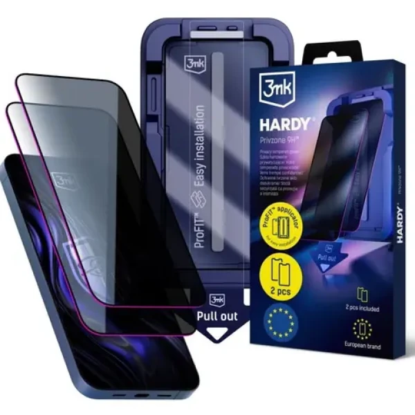 3mk Hardy Privzone 9H / Ochranné sklo / Súkromie od 28 ° / Apple iPhone 18 Pro / 0,33 mm