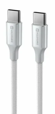 Swissten TEXTILE II dátový kábel USB-C - USB-C 1.5m biela (71528204)