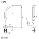 Mereo Drezová stojanková batéria, Viana, s ramienkom nad pákou, výška 307 mm, chróm CBE20103