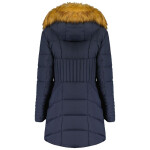 Geo Norway CHAYA NAVY EO DB BS 068 dámska zimná bunda dlhá zateplená bunda s kožušinovou kapucňou tmavomodrá l(WU4827F/GNO) S
