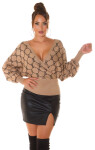 Sexy wrap look sweater with V-Neck Einheitsgroesse