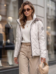 Dámska prechodová bunda s kapucňou, svetlošedá, FashionStreet TY5776 XXL