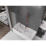 MEXEN/S - Velar L dvojkrídlová posuvná vaňová zástena 95 x 150, dekor, ružové zlato 896-095-003-31-60