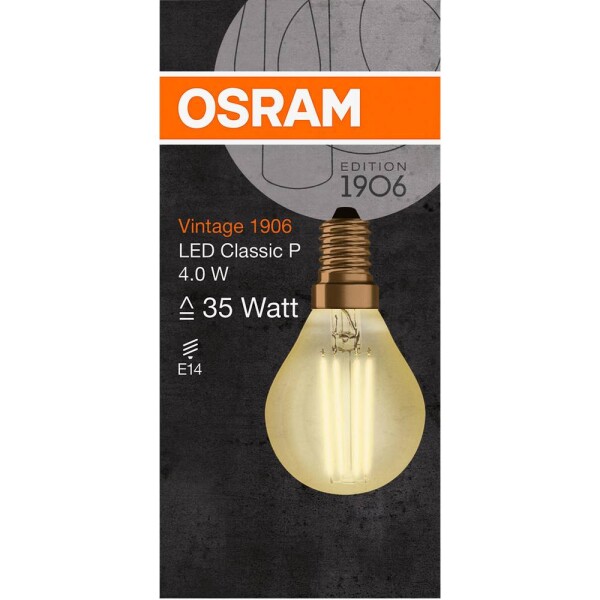 OSRAM 4058075293496 LED En.trieda 2021 F (A - G) E14 kvapkový tvar 4 W = 35 W teplá biela (Ø x d) 45.0 mm x 78.0 mm 1 ks; 4058075293496