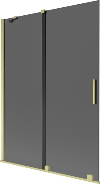 MEXEN/S - Velar dvojkrídlová posuvná vaňová zástena 130 x 150, grafit, zlatá kartáčovaná 896-130-000-41-55