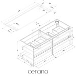 CERANO - Kúpeľňová skrinka Carole + doska pod umývadlo Navira Pro - 36 mm - čierna matná - 160x51,6x46 CER-668291