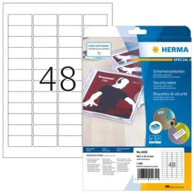 Herma bezpečnostné etikety biele 45,7x21,2 mm / Etikety / Fólie / 1200 ks / A4 (4232)