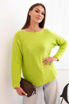 Dámsky viskózový sveter s dlhým rukávom a okrúhlym výstrihom pistáciovej farby UNI