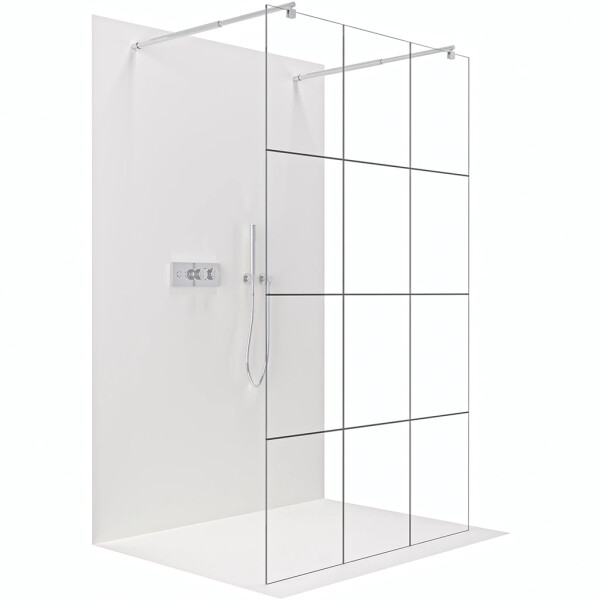 CERANO - Sprchová zástena Walk-in Onyx Duo Ľ/P - 8 mm - okrúhla vzpera - chróm, industriálne sklo - 140x200 CER-8050BD2162