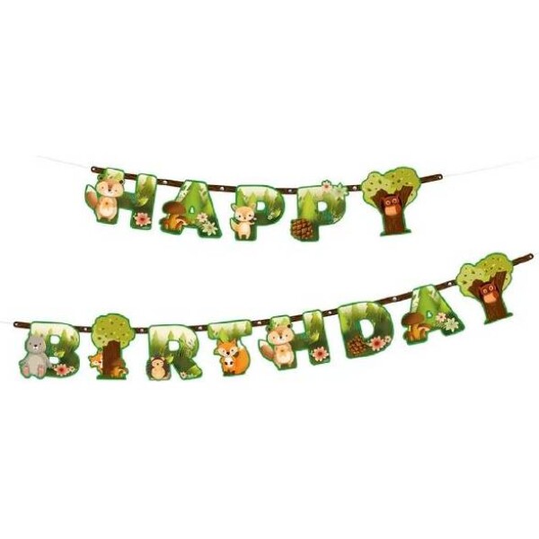 Girlanda papierové lesní zvieratá Happy Birthday 210x16cm - Party Pal - Party Pal