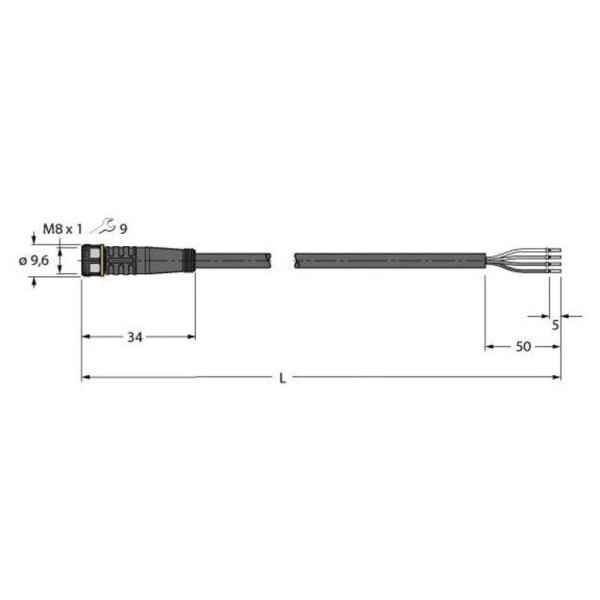 Turck PKG4M-2/TXL pripojovací kábel pre senzory - aktory, 6625553, piny: 4, 2 m, 1 ks; 6625553