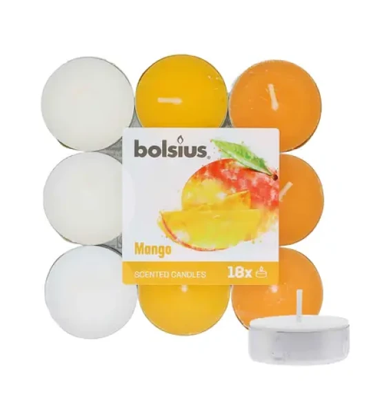 Bolsius Scented Tealights Mango 4h Čajová sviečka 18 ks (8717847139641)