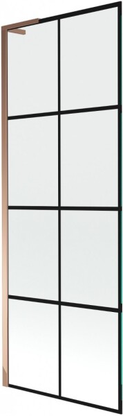 MEXEN/S - Next L vaňová zástena FIX 70 x 150, čierna vzor, ružové zlato 895-070-000-03-77-60