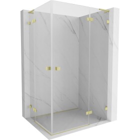 MEXEN/S - Lunar L Duo sprchovací kút dvere krídlové pravá 105 x 95, transparent, zlato kartáčovaná 834L-105P-095L-55-00