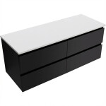 CERANO - Kúpeľňová skrinka Carole - čierna matná + doska z lit. mramoru Elanys - 12 mm - biela matná - 140x49,2x46 CER-8050BD85517