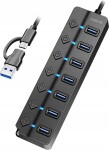 LogiLink LogiLink USB 3.2 Gen1 Hub 7 Port Ein-/Ausschalter schwarz