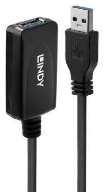 Lindy USB 3.0 aktívna predlžka USB-A / Predlžovací kábel USB / 5 Gbit/s / 5 m / čierna (43155)
