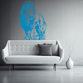 Veselá Stena Samolepka Pózujúci lev Farba: modrá, Veľkosť: 60 x 87 cm