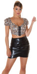 Sexy Koucla faux leather Crop Top Animal Print