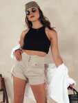 Dámske bavlnené šortky s viazaním STYLE SHORTS béžové FashionStreet SY0391 S