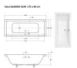 BESCO - Obdĺžniková vaňa QUADRO SLIM - Nožičky k vani - Bez nožičiek, Rozmer vane - 175 × 80 cm VANQAUD175SLIM